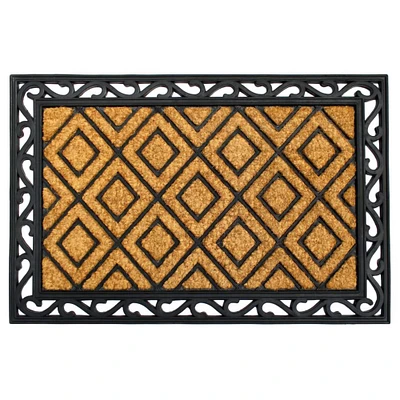 RugSmith Natural & Black Diamond Molded Rubber & Coir Doormat