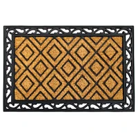 RugSmith Natural & Black Diamond Molded Rubber & Coir Doormat