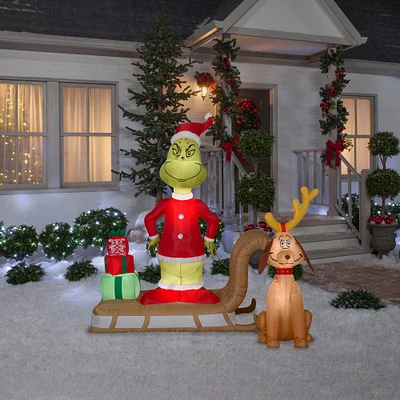 6ft. Airblown® Inflatable Christmas Grinch & Max on Sled