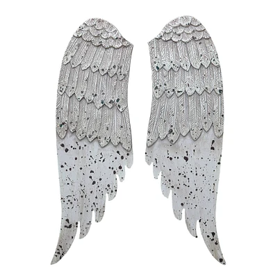 Small Decorative Angel Wings in Distressed Grey