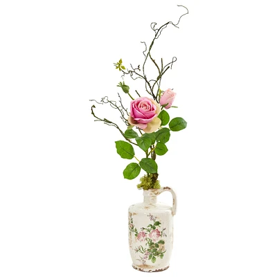 Rose Artificial Arrangement in Floral Design Pitcher