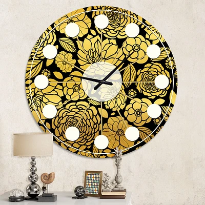 Designart 'Golden Floral Ii Mid-Century Modern Wall Clock