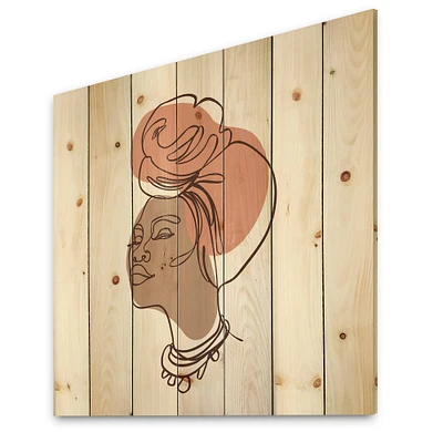 Designart - One Line Portrait of African American Woman IV