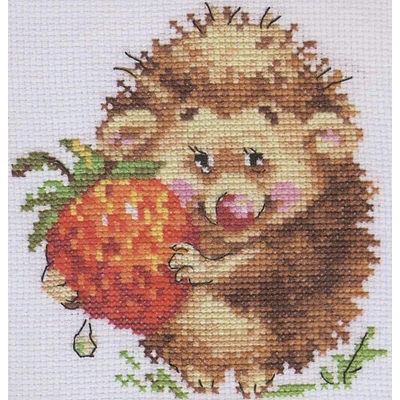 Alisa Hedgehog With Strawberries Cross Stitch Kit