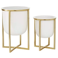 CosmoLiving by Cosmopolitan White Metal Contemporary Planter Set