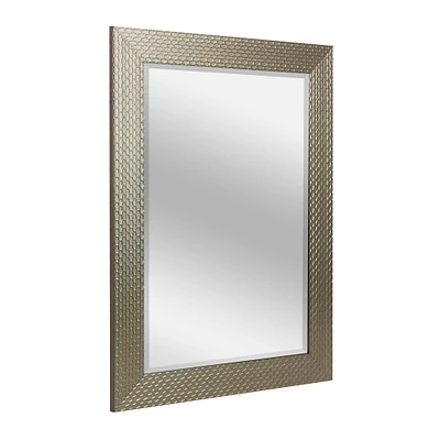 Head West Honeycomb Champagne Silver Beveled Glass Wall Mirror