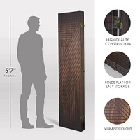 American Art Decor™ 6ft. Double-Sided 4-Panel Walnut Slat Wood Pattern Print Canvas Room Divider