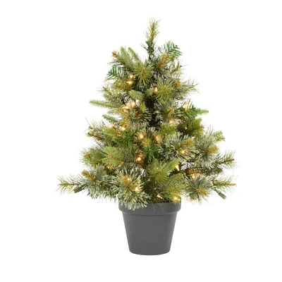 2ft. Pre-Lit Cashmere Pine Artificial Christmas Tree in Decorative Planter, Clear Dura-Lit®Lights