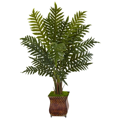 4ft. Evergreen Plant in Metal Planter