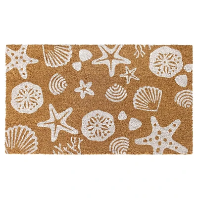 RugSmith White Sea Shells Machine Tufted Doormat