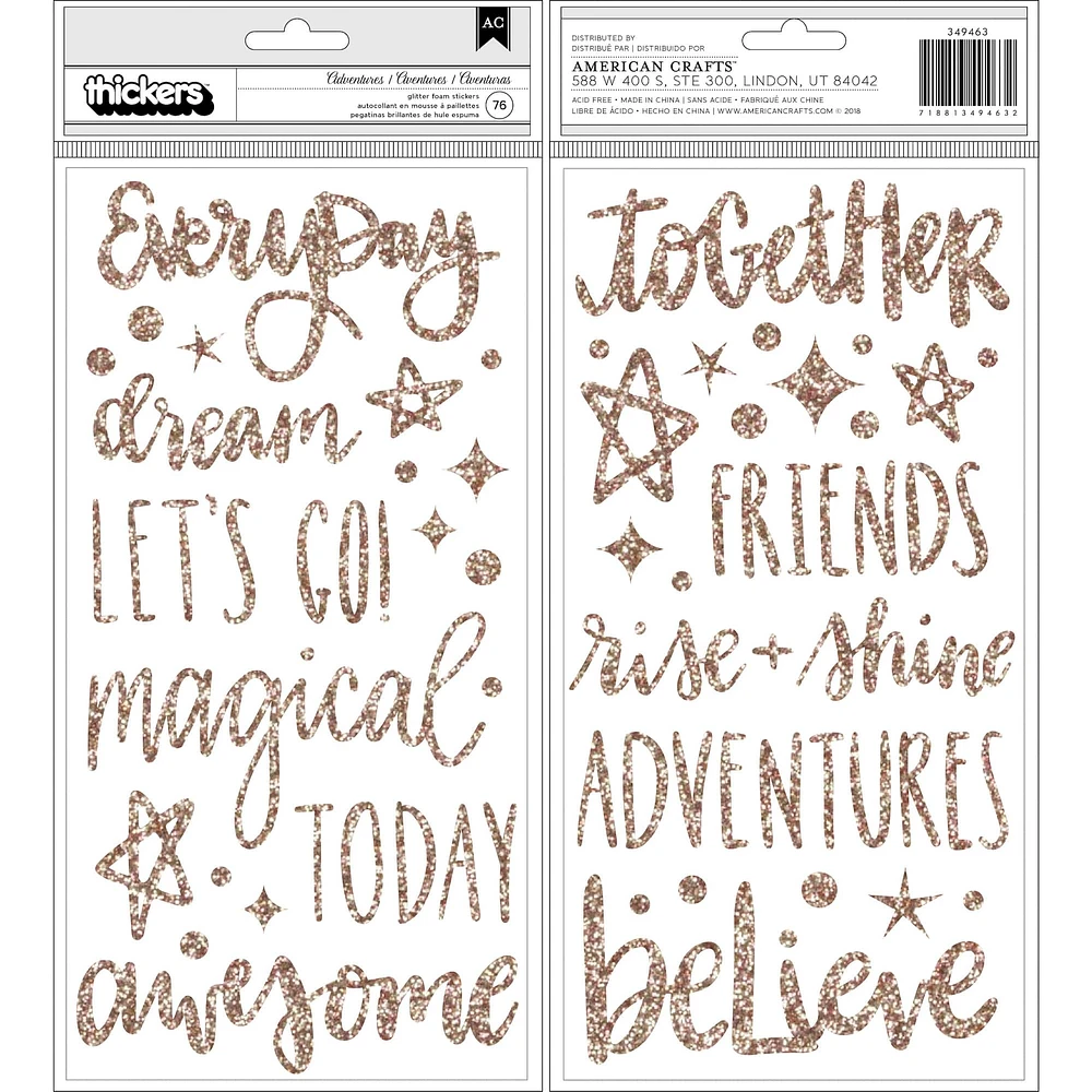 Thickers™ Adventures Glitter Foam Stickers