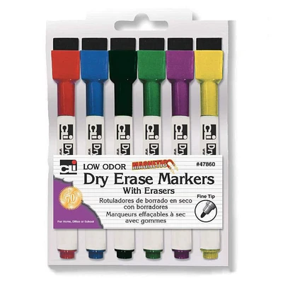 Magnetic Dry Erase Markers with Erasers, 6 Packs of 6