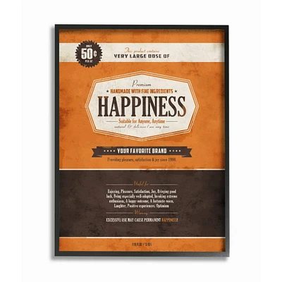 Stupell Industries Happiness Vintage Comic Book Framed Giclee Textured Wall Art