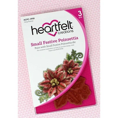 Heartfelt Creations® Small Festive Poinsettia Cling Rubber Stamp Set