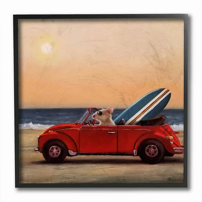 Stupell Industries Mouse Beach Cruise Surf and Sand Car,12" x 12"