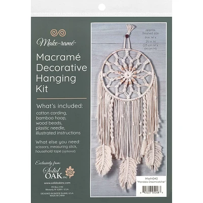 Solid Oak Make-ramé™ Mandala Dreamcatcher Macramé Decorative Hanging Kit