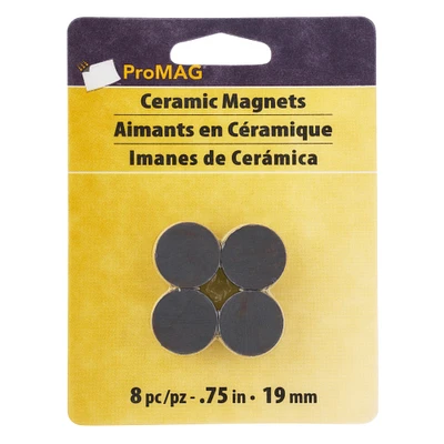 ProMAG® Round Ceramic Magnets, 8 Count