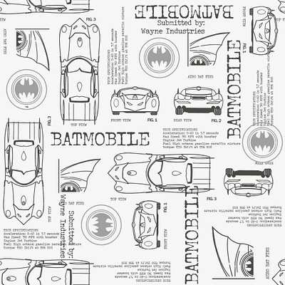 RoomMates Batmobile Blueprint Peel & Stick Wallpaper