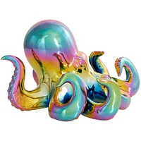 11" Multicolor Shiny Ceramic Octopus Sculpture