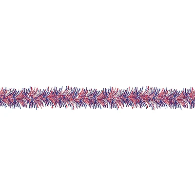 9ft. Patriotic Red, White & Blue Tinsel Garland, 8ct.