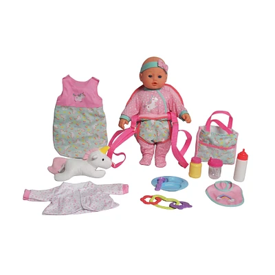 Dream Collection Pink 16" Baby Doll Travelling Set