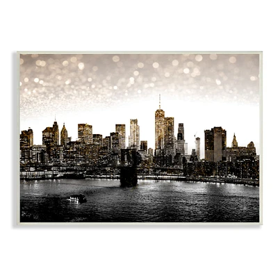 Stupell Industries New York Evening City Skyline Brooklyn Bridge Manhattan Wall Plaque