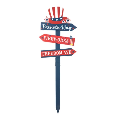 Glitzhome® 36" Directional Patriotic Top Hat Stake