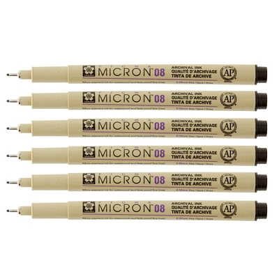 6 Packs: 6 ct. (36 total) Pigma® Micron™ 08 Fine Line Black Pens