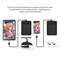 XPPen 4" x 3" Deco mini4 Portable Graphics Drawing Tablet