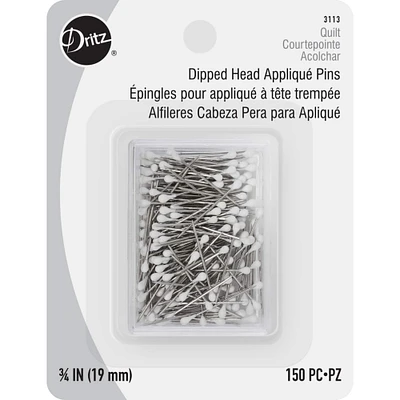 Dritz® 3/4" White Dipped Head Appliqué Pins With Reusable Storage Box, 150ct.