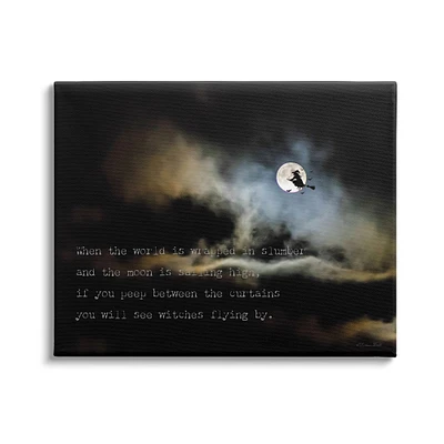 Stupell Industries Witch Flying By Moon Canvas Wall Art