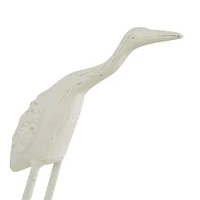 Set of 2 White Metal Coastal Bird Sculpture, 10", 12"