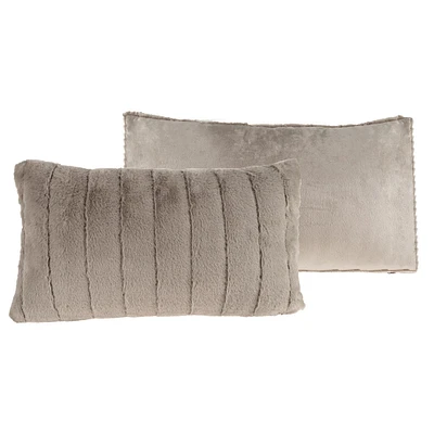 Hastings Home Gray Faux Rabbit Fur Lumbar Pillows, 2ct.