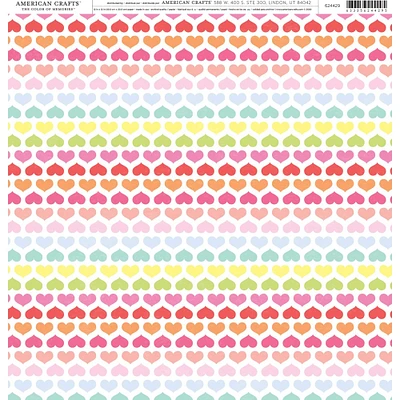 American Crafts™ Rainbow Heart Lines 12" x 12" Cardstock, 25 Sheets