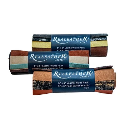 Assorted Realeather® 5" x 5" Leather Value Pack