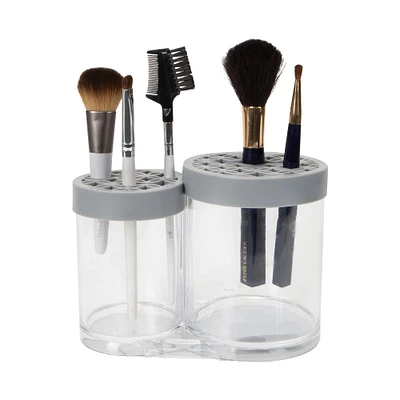 Simplify Gray 2 Compartment Cosmetic Brush Holder