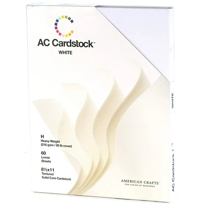 American Crafts™ White 8.5" x 11" Textured Cardstock, 60 Sheets