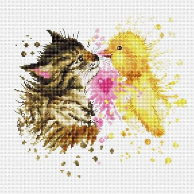 Luca-s Kitten And Duckling Counted Cross Stitch Kit