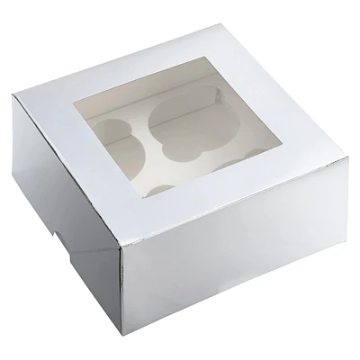 6 Packs: 3 ct. (18 total) Silver & White Cupcake Boxes by Celebrate It®