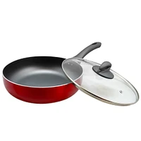 Oster Herscher 3.5qt. Red Aluminum Sauté Pan With Tempered Glass Lid