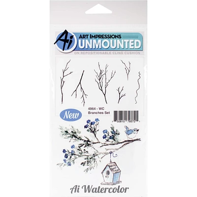Art Impressions Branches Watercolor Cling Rubber Stamps
