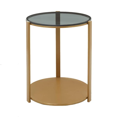 Bronze Metal Contemporary Accent Table, 20" x 17" x 17"