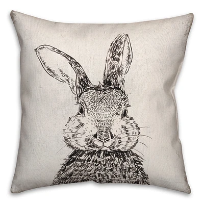 Ink Drawing Bunny Pillow 2 18" x 18" Throw Pillow