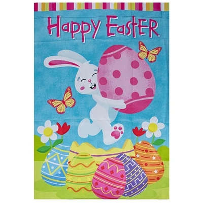 Happy Easter Bunny with Eggs Outdoor House Flag