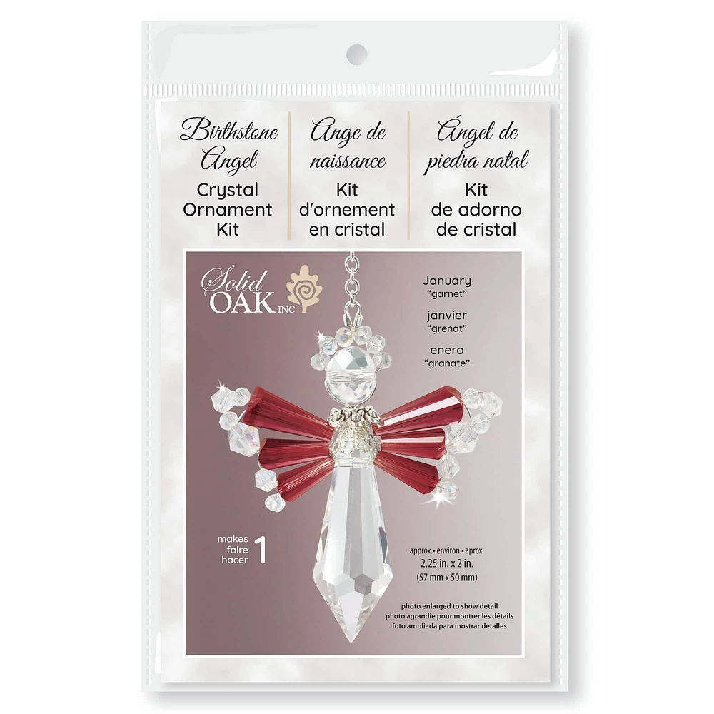 Solid Oak January/Garnet Birthstone Angel Crystal Suncatcher Ornament Kit