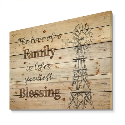 Designart - Farmhouse Moment windmills - Farmhouse Print on Natural Pine Wood