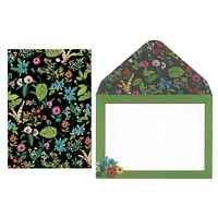 Punch Studio™ 3.5" x 5" Full Bloom Black Pouch Note Cards & Envelopes, 10ct.