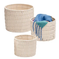 White Metal Frame Nesting Rope Baskets, 3ct.