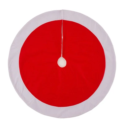 Glitzhome® 48" Red & White Felt Christmas Tree Skirt