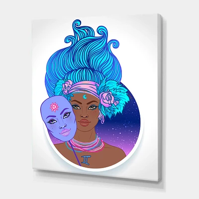 Designart - Portrait of African American Woman With Blue Hair II